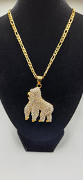 24 inch chain with a iced out silverback gorilla pendant