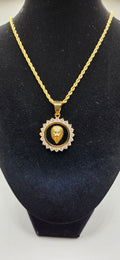 24 inch chain with a iced out lipn face pendant