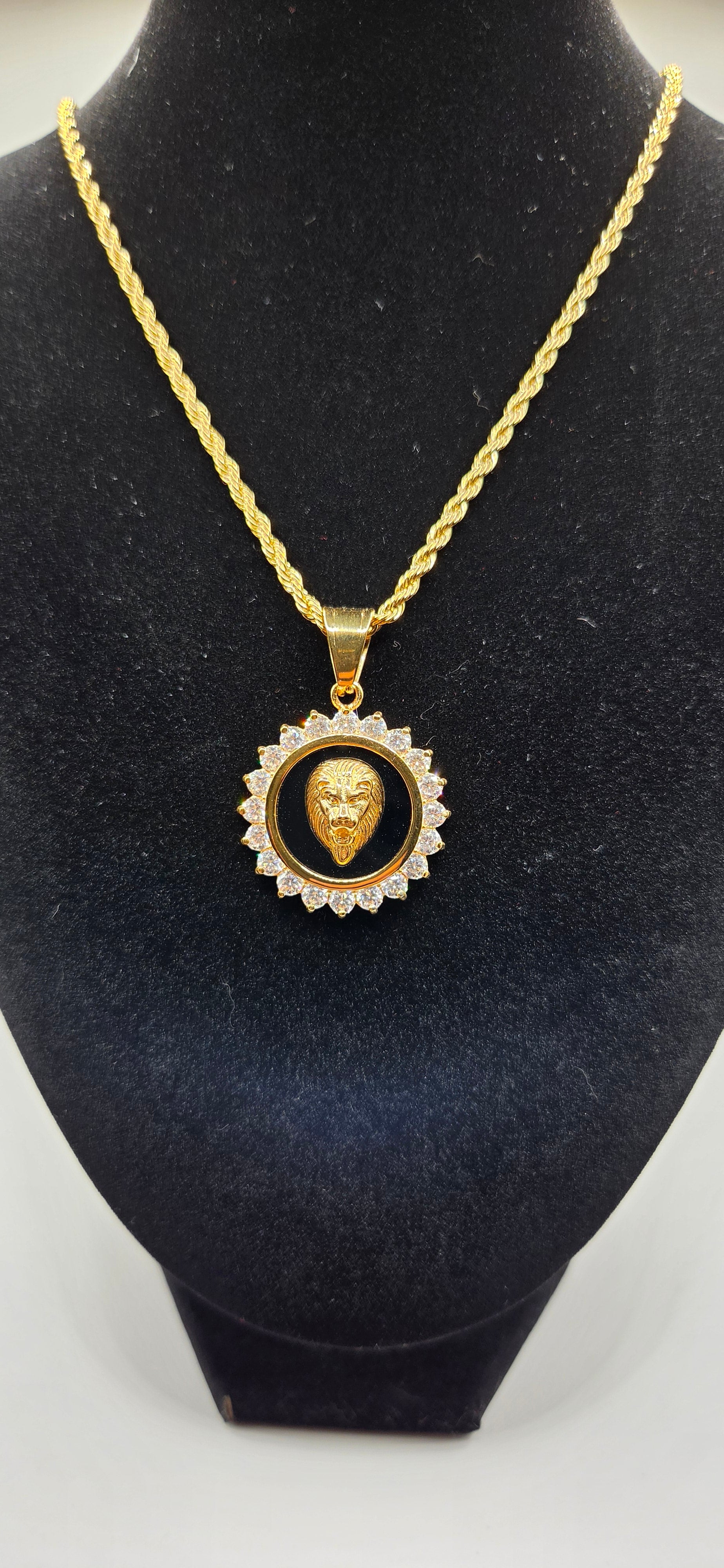 24 inch chain with a iced out lipn face pendant
