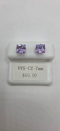 Square Lavender VVSCZ studs