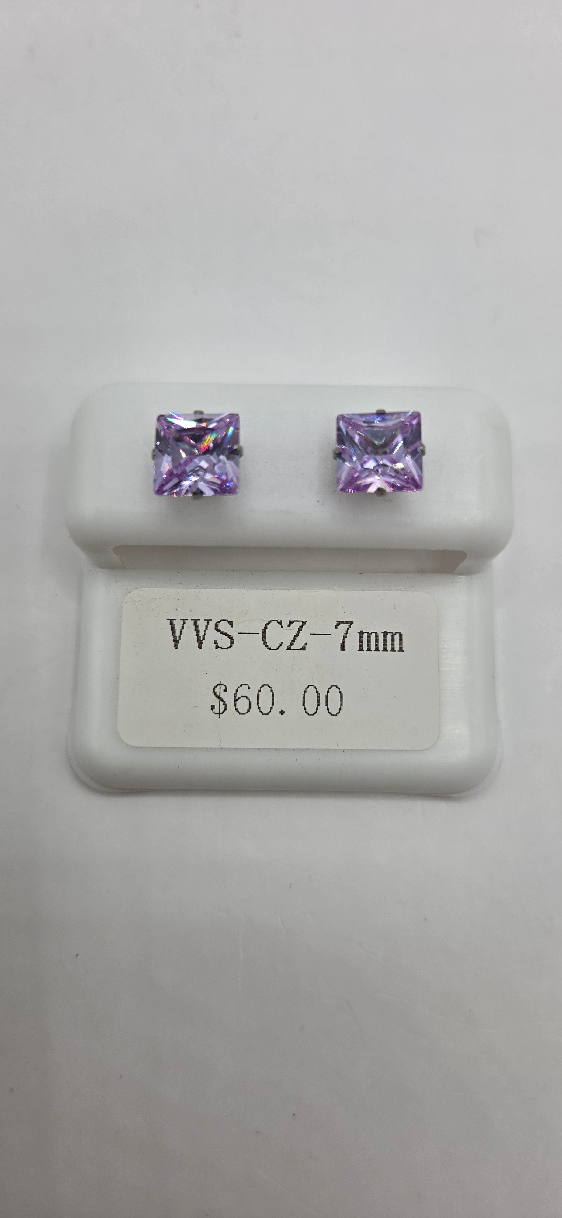 Square Lavender VVSCZ studs
