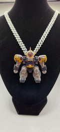 Iced out Gundam wing pendant on a 24 inch iced out chain