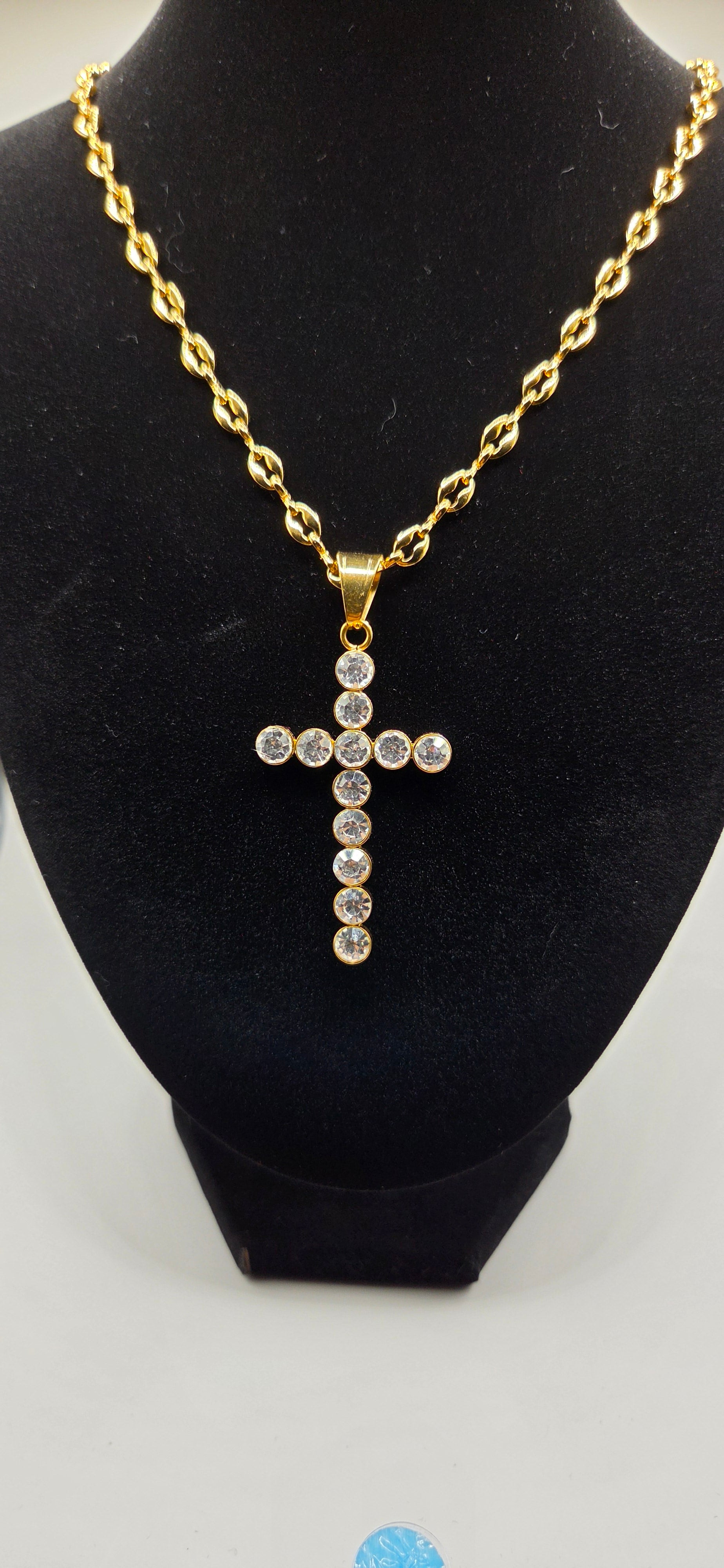 24 inch chain with a iced out cross pendant