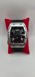 Aj black and silver mille skeleton style watch