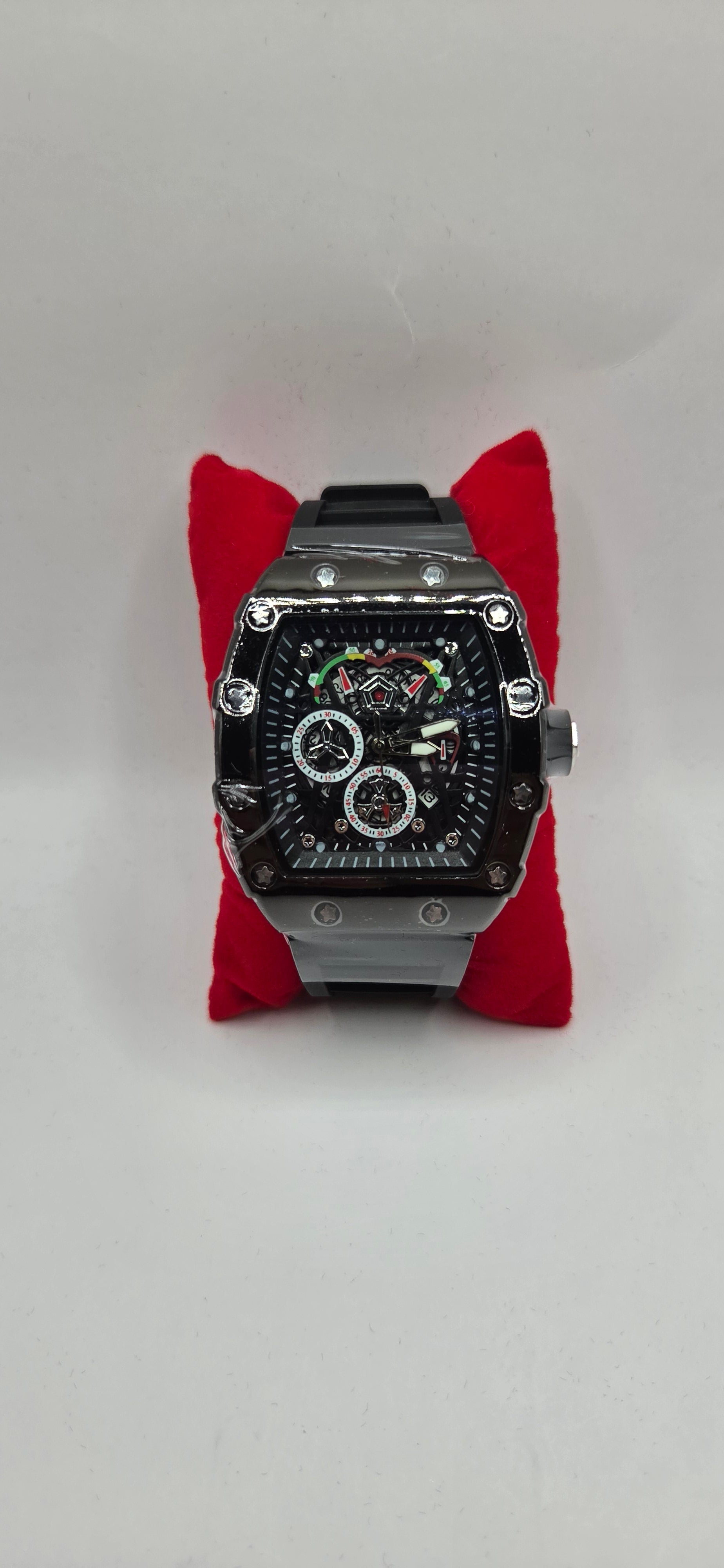AJ vip mille style watch black on black rubber band