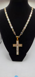 24 inch tri color gold/silver/rose gold chain with iced out cross