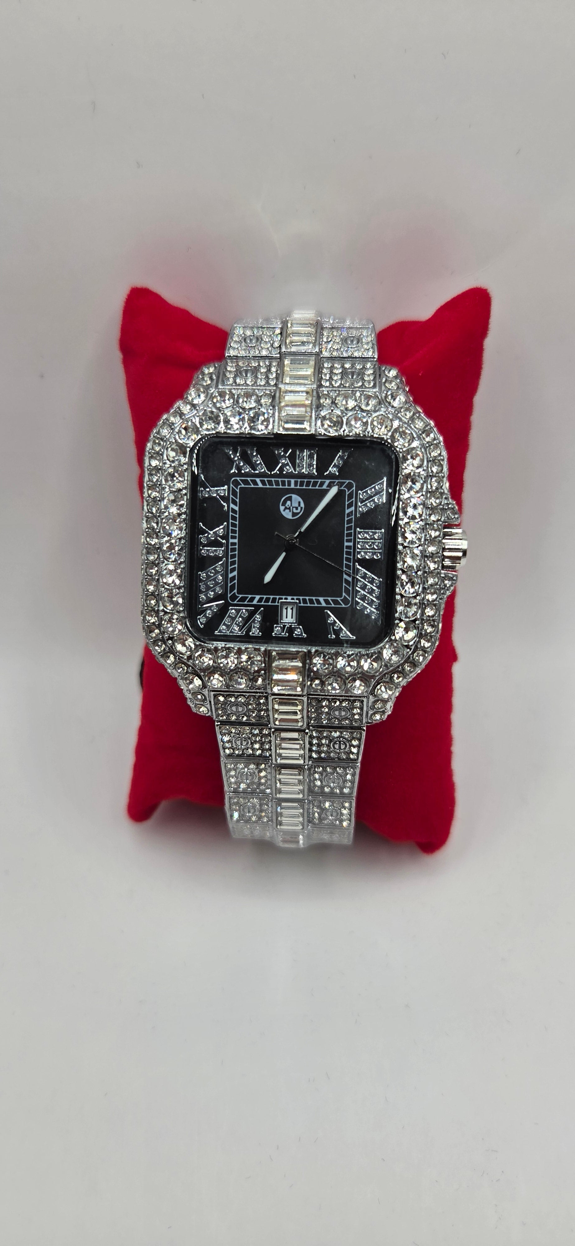 Silver AJ Vip iced out watch