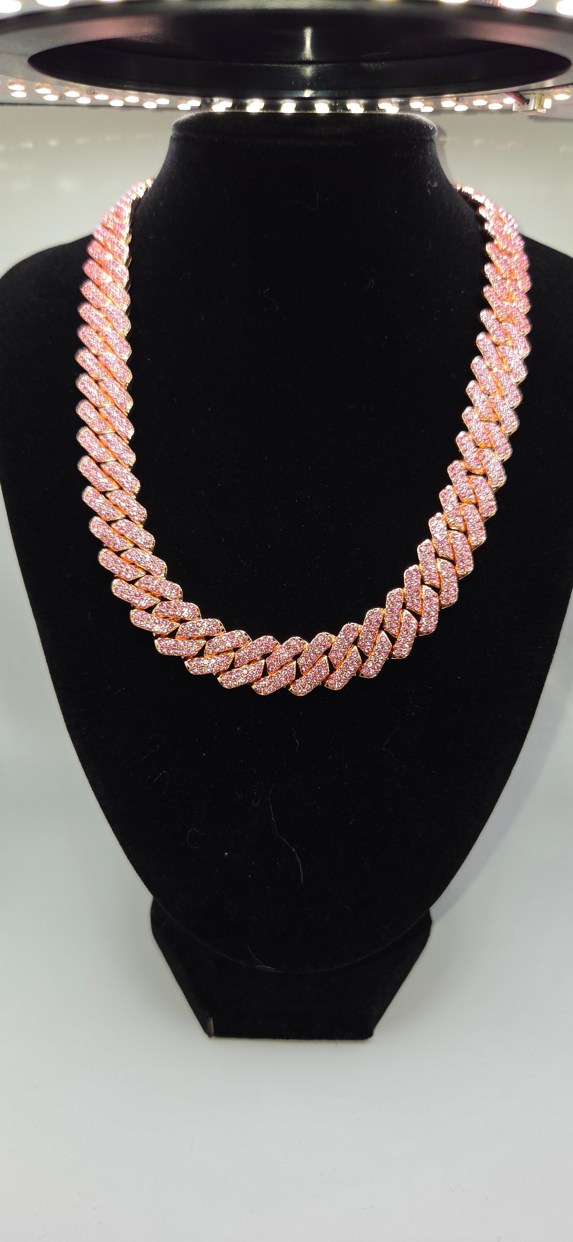 18 inch pink iced out chain