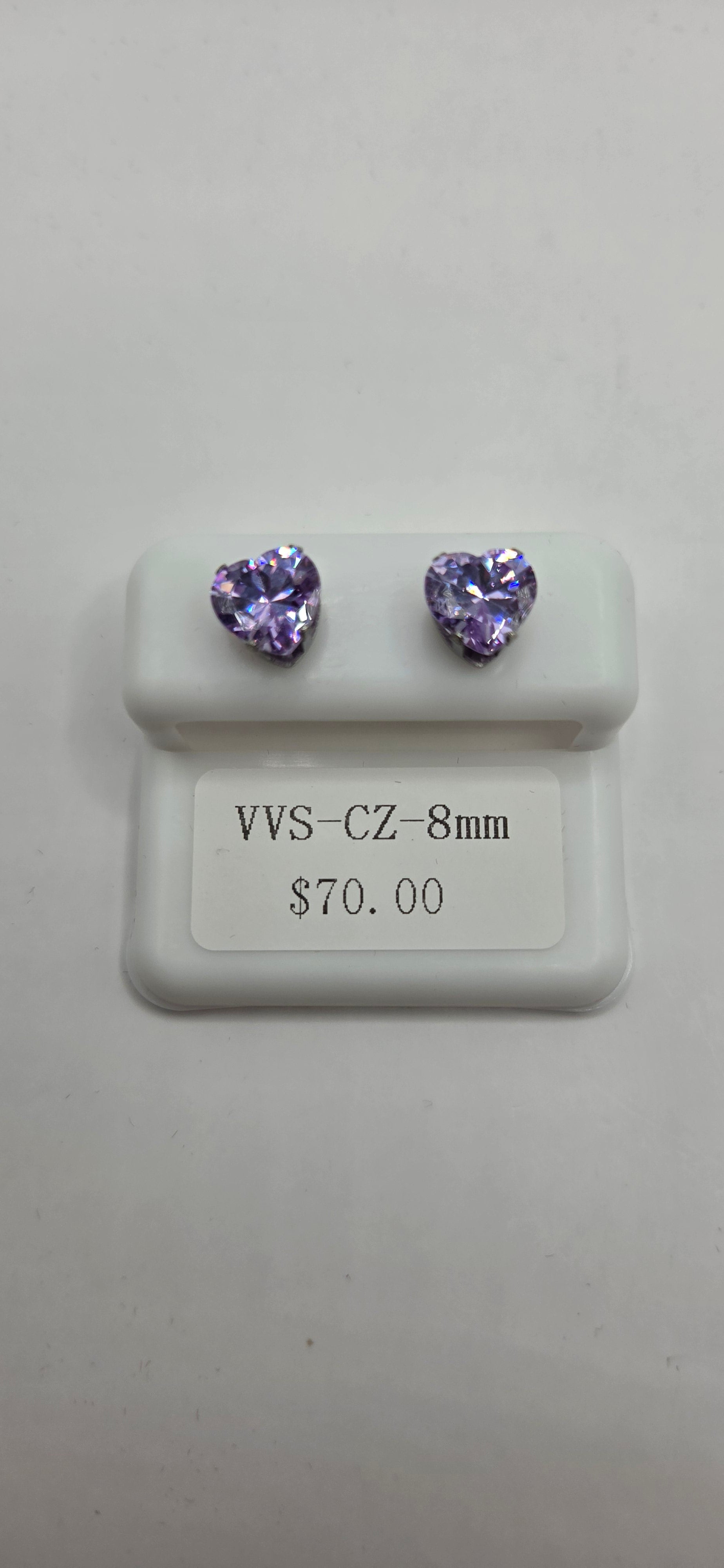 Purple heart earrings 8mm