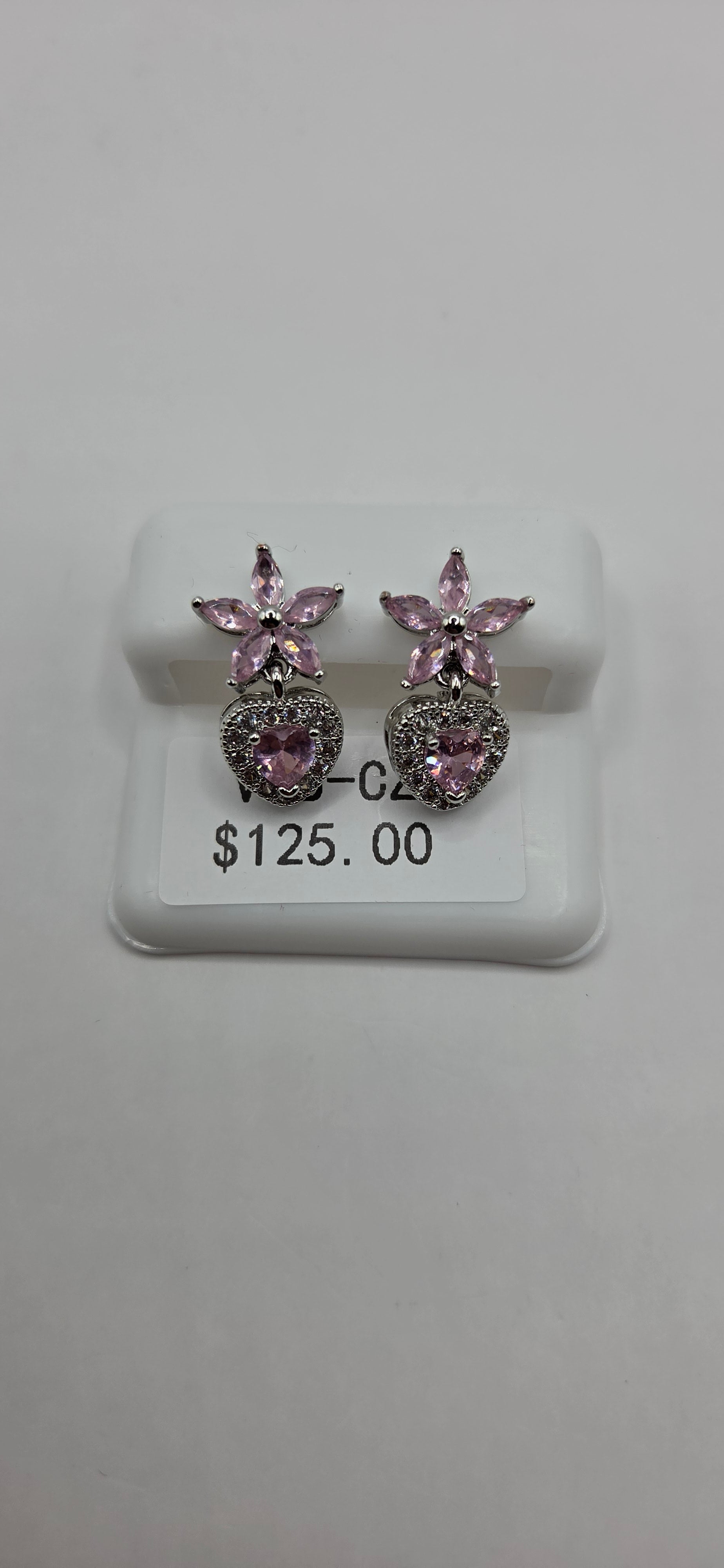 Pink star heart VVSCZ earrings