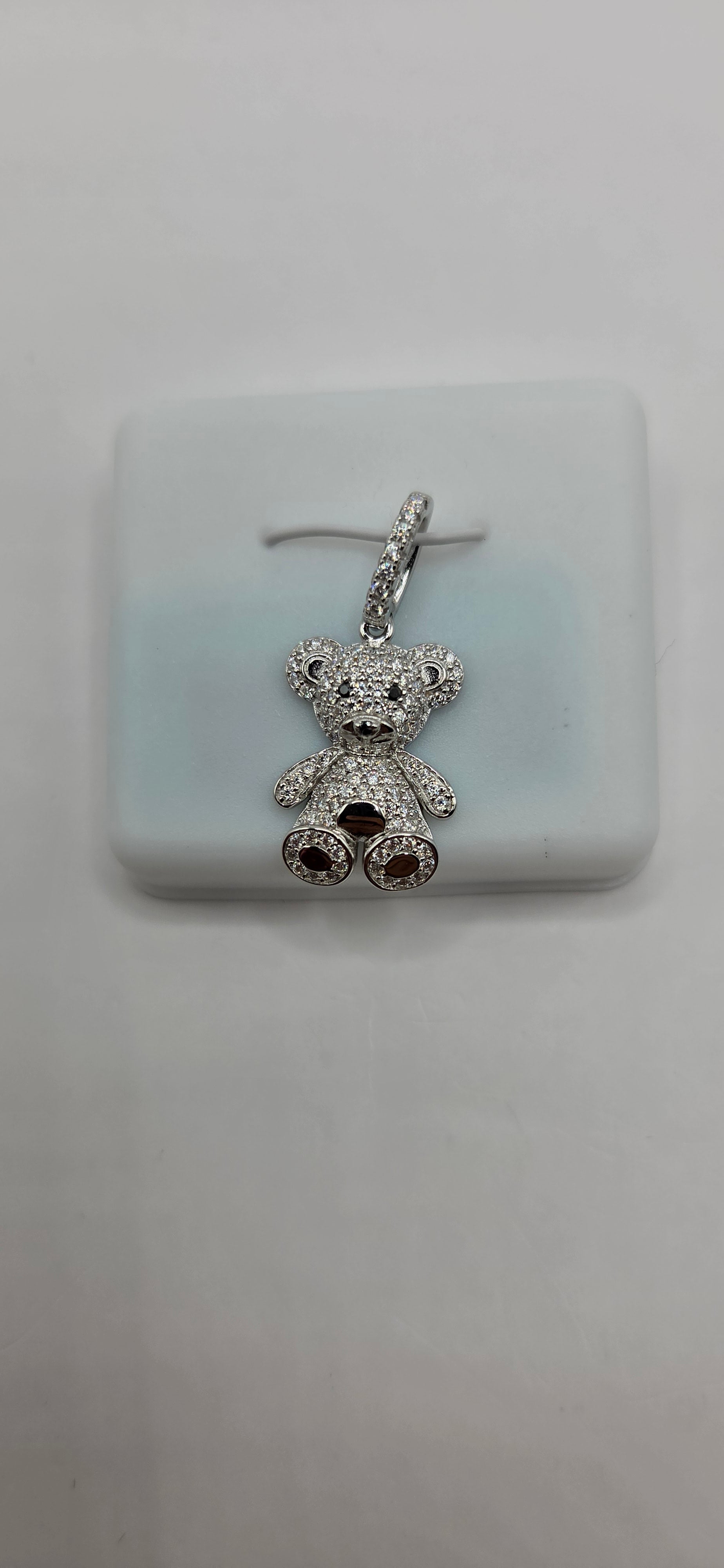 925 silver with 0.56CTW Moissanite Teddy bear pendant