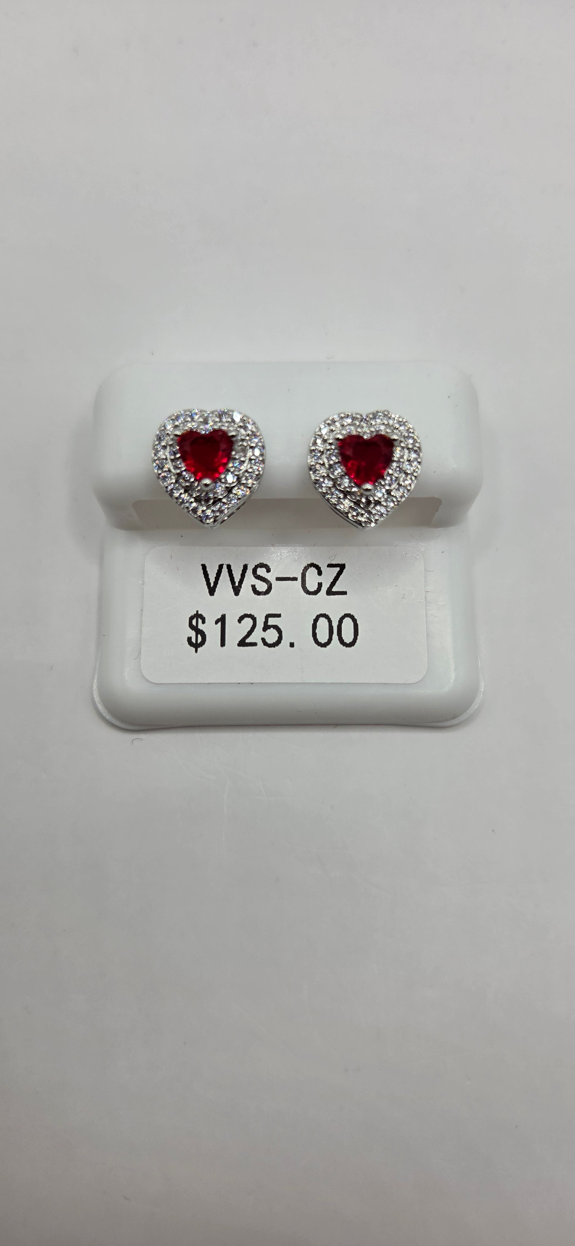 Iced out hear shaped VVSCZ earrings