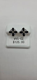 Black and silver earrings with VVSCZ stones