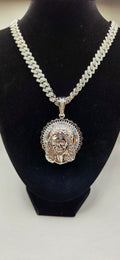Solid 925 silver Jesus pendant with VVSCZ stones and a 24 inch iced out chain