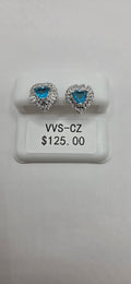 Blue heart VVSCZ earrings