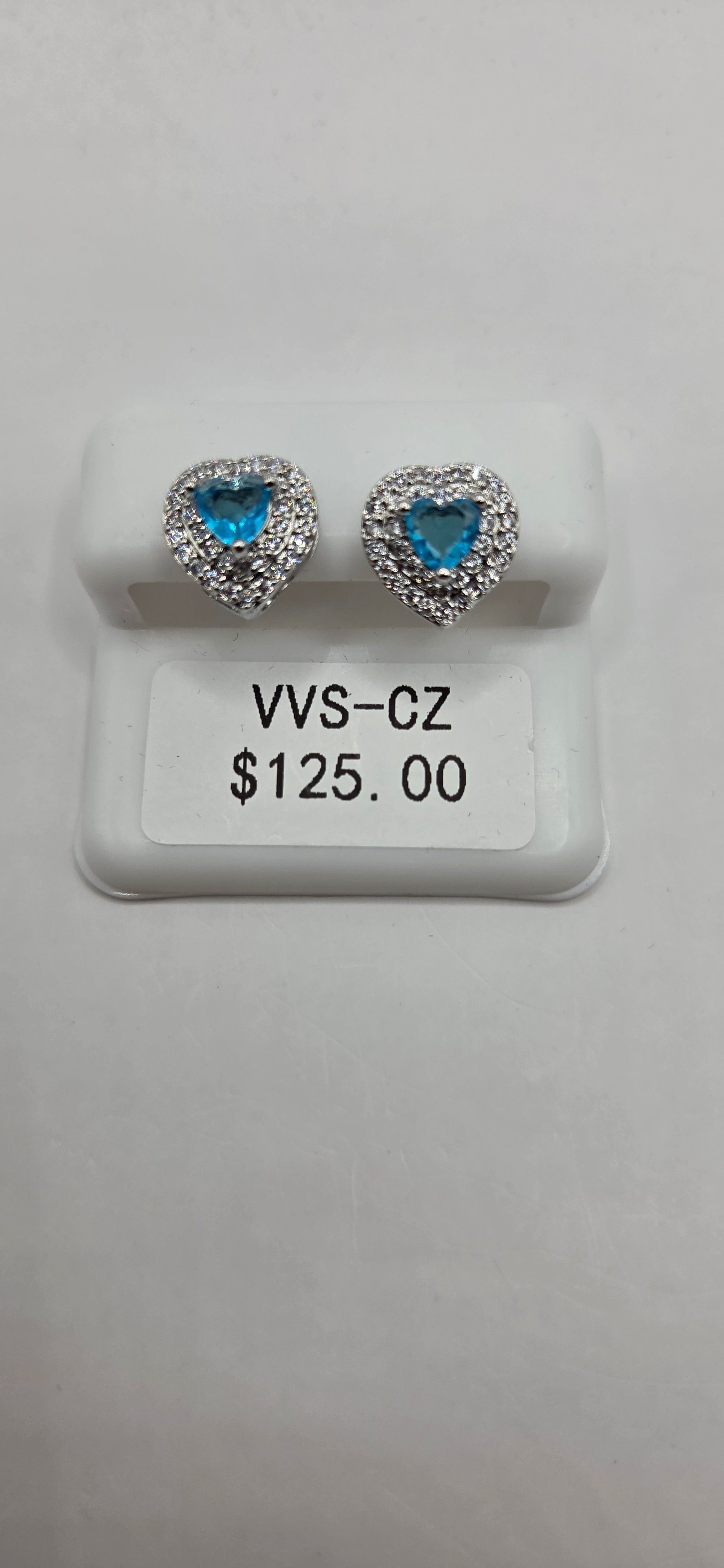 Blue heart VVSCZ earrings