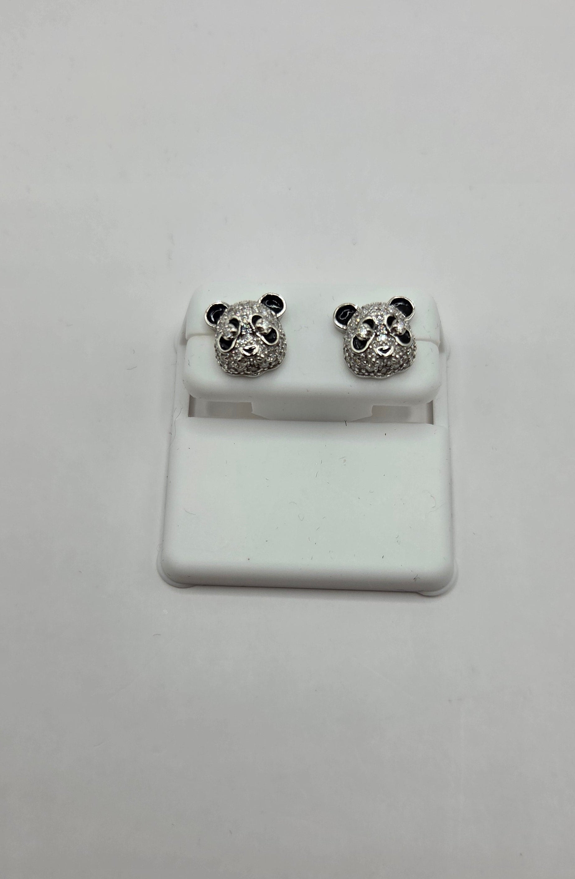 925 silver panda pushbacks 1.00 CTW Moissanite