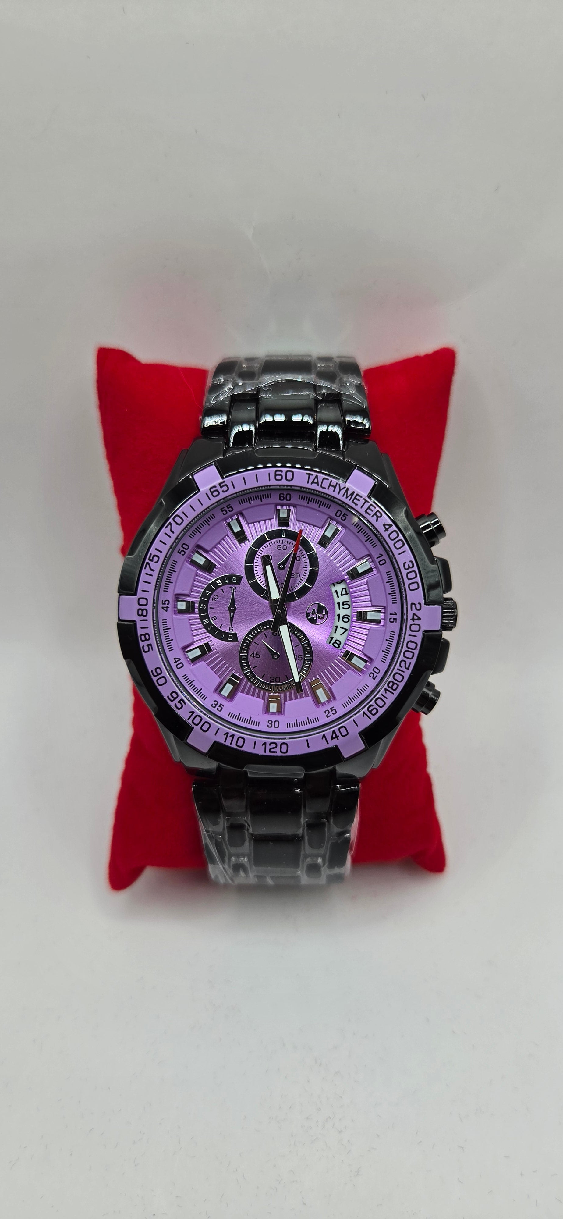 Aj black and purple time master watch.