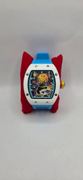 Mille style smile watch.  white with a tiffany blue rubber band