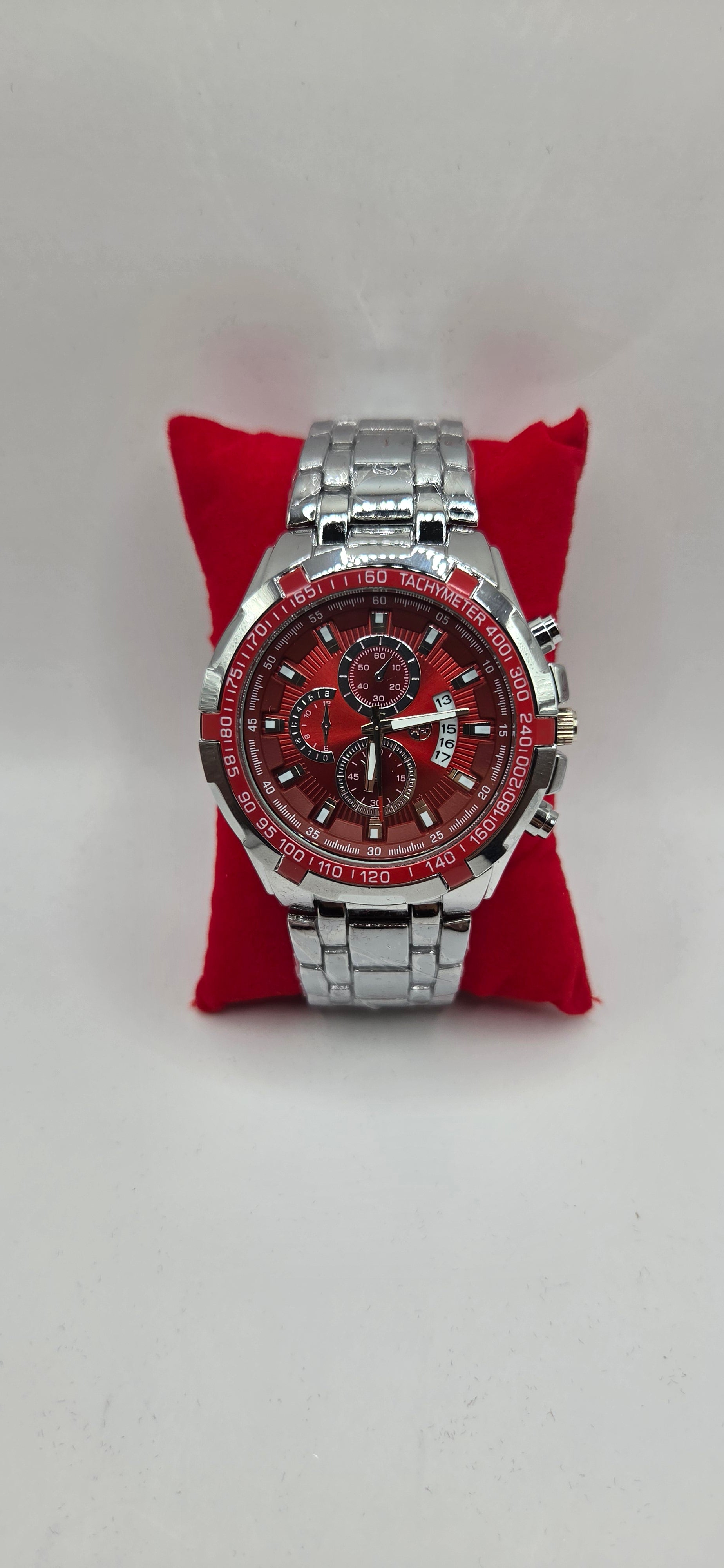 AJ time master Silver on red.