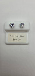 VVSCZ heart shaped earrings 7mm