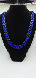 24 inch blue iced out chain