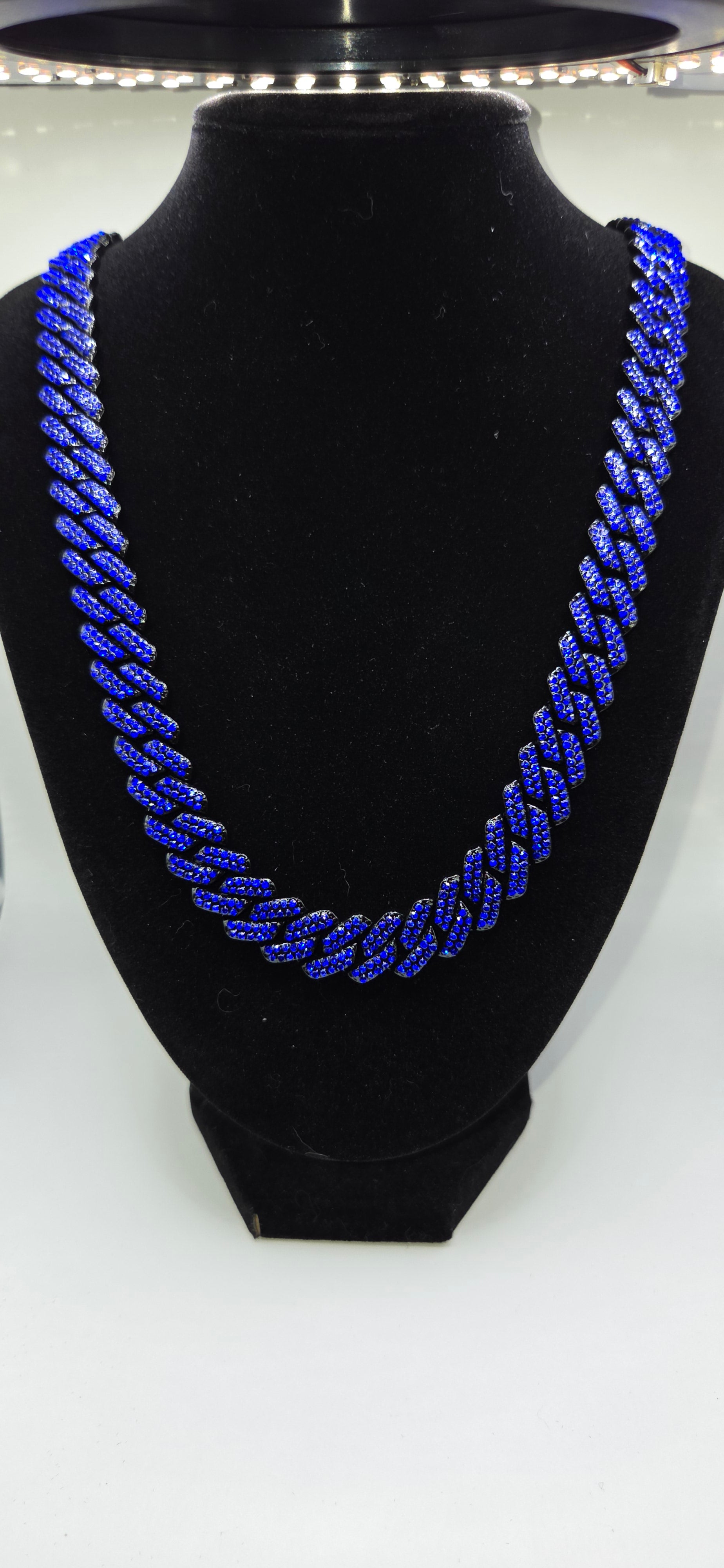 24 inch blue iced out chain