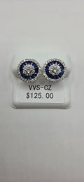Blue and silver VVSCZ earrings