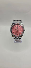 Aj VIP silver on pink crystal watch