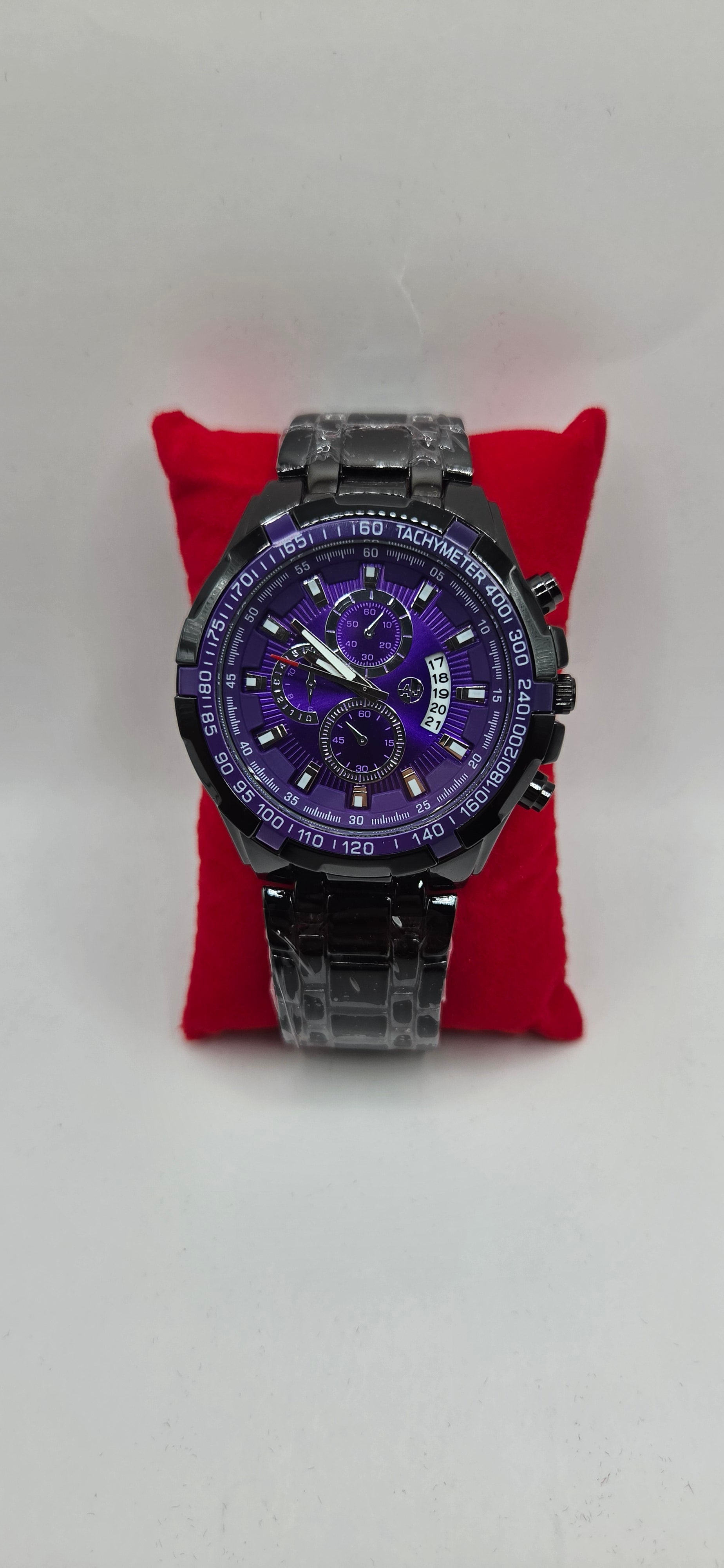 AJ time master black on purple.