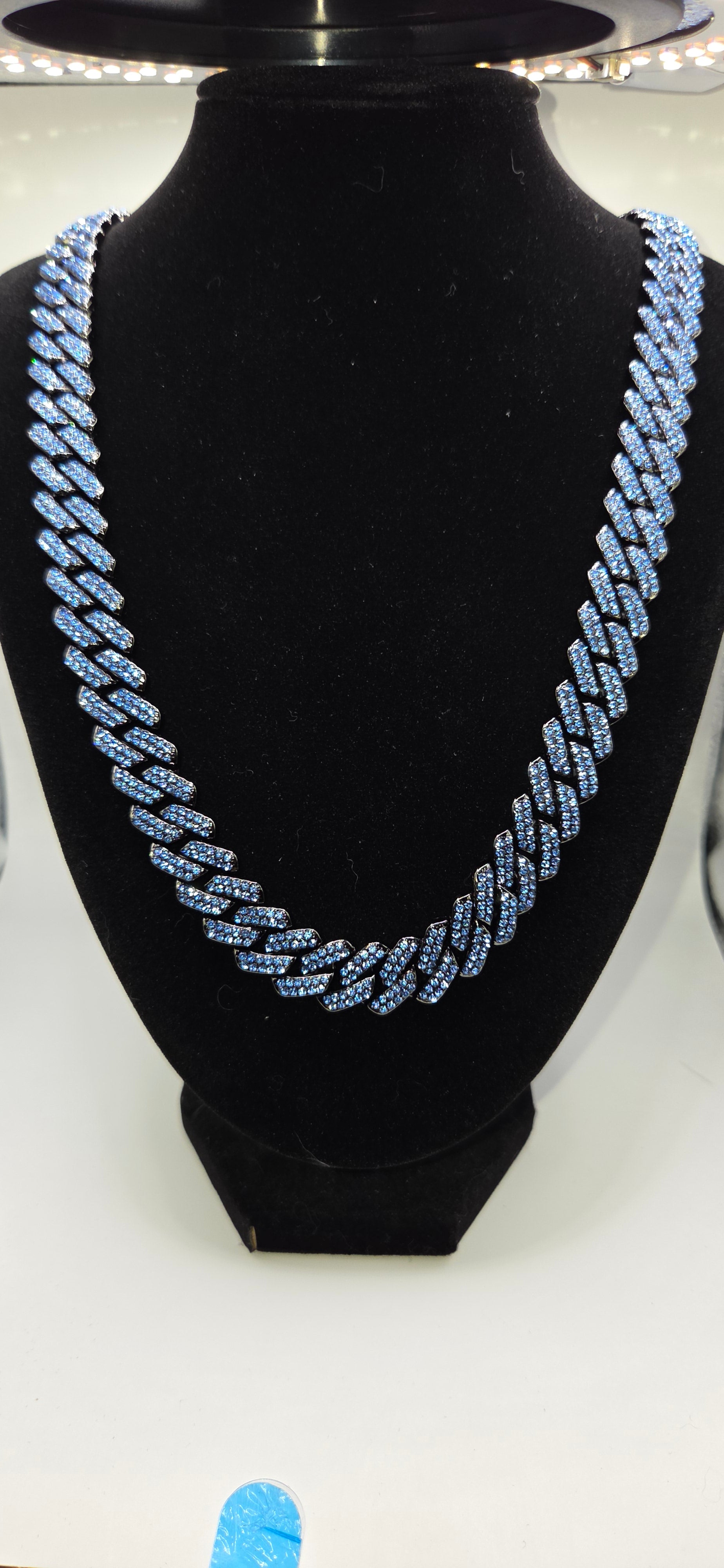 24 inch Tiffany blue iced out chain