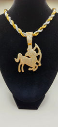 30 inch silver, gold rope chain with out centaur pendant