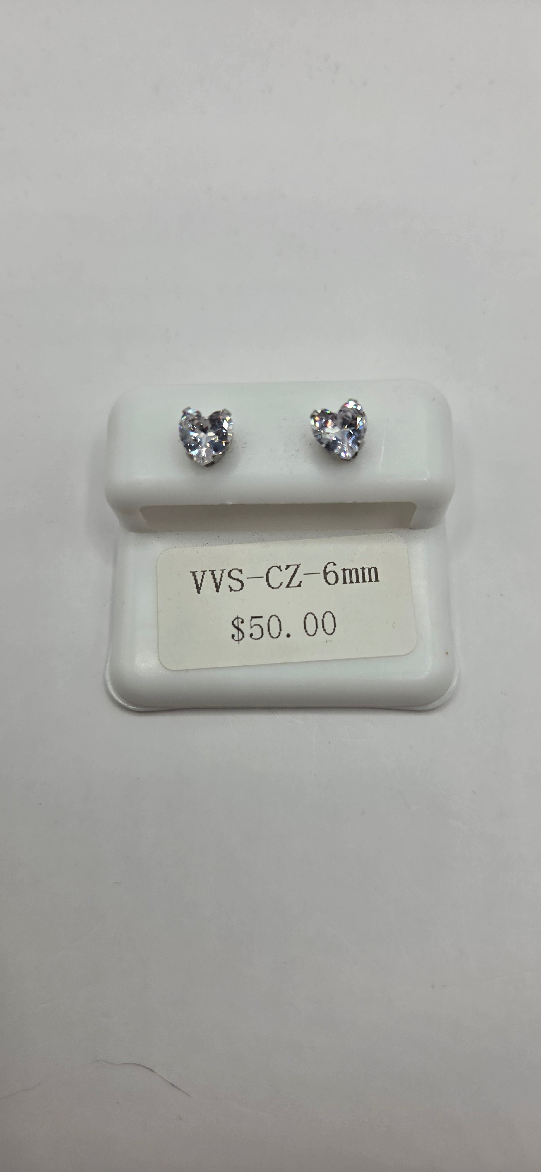 Heart shaped VVSCZ 6mm earrings
