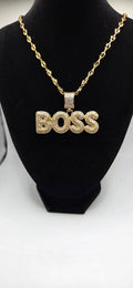 24 inch chain with a iced out Boss pendant