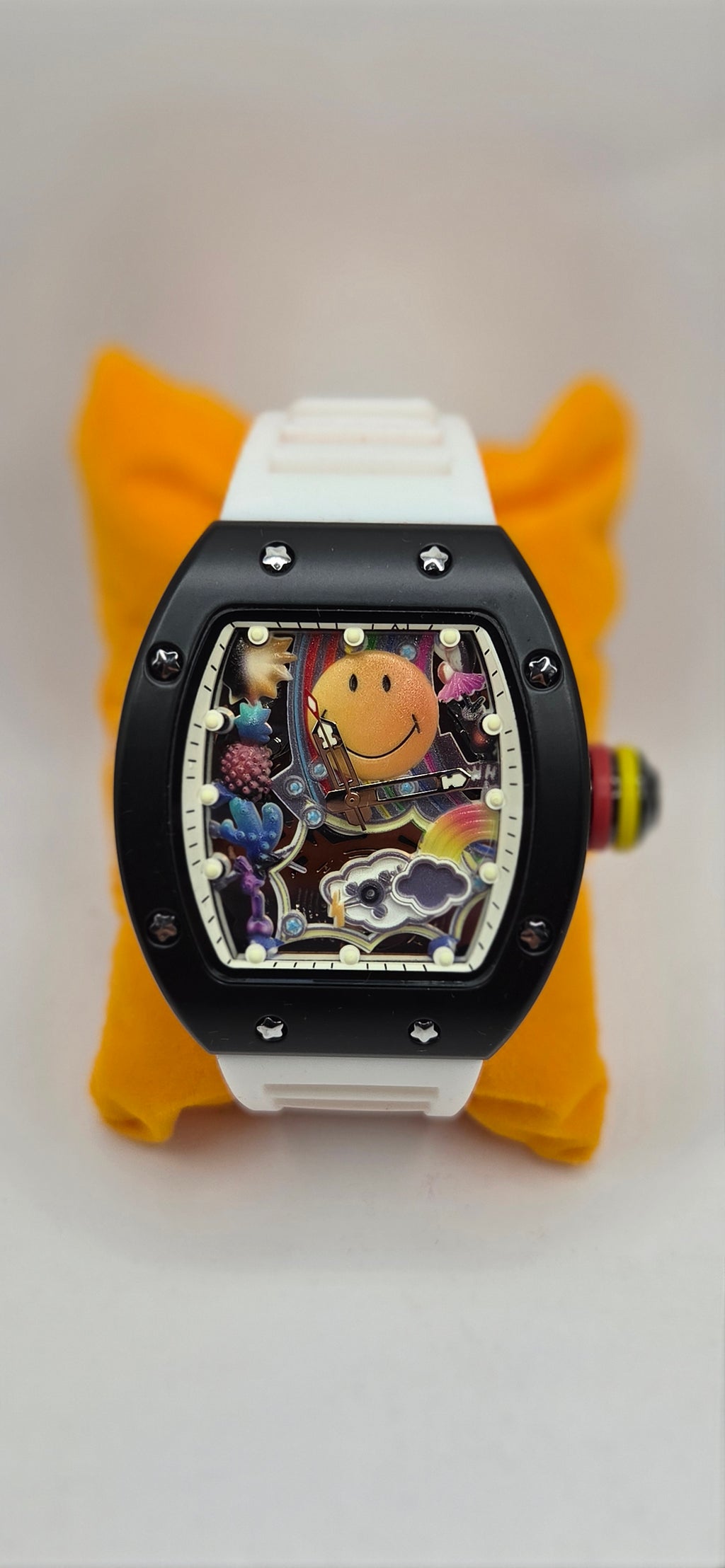 Aj white and black mille smile style watch