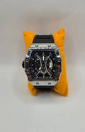 AJ vip mille style watch silver with a black rubber band