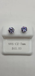 VVSCZ purple earrings 7mm