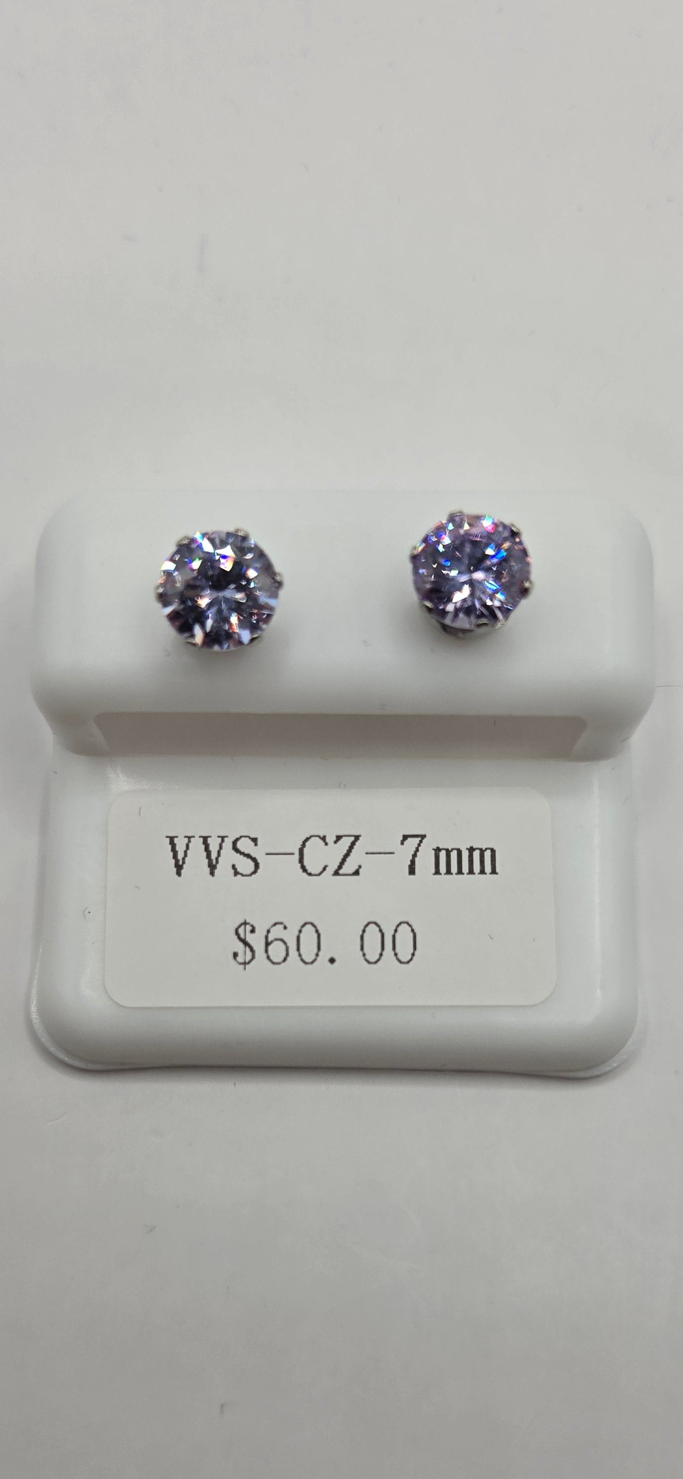 VVSCZ purple earrings 7mm