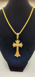 30 inch Gold rope chain and cross pendant
